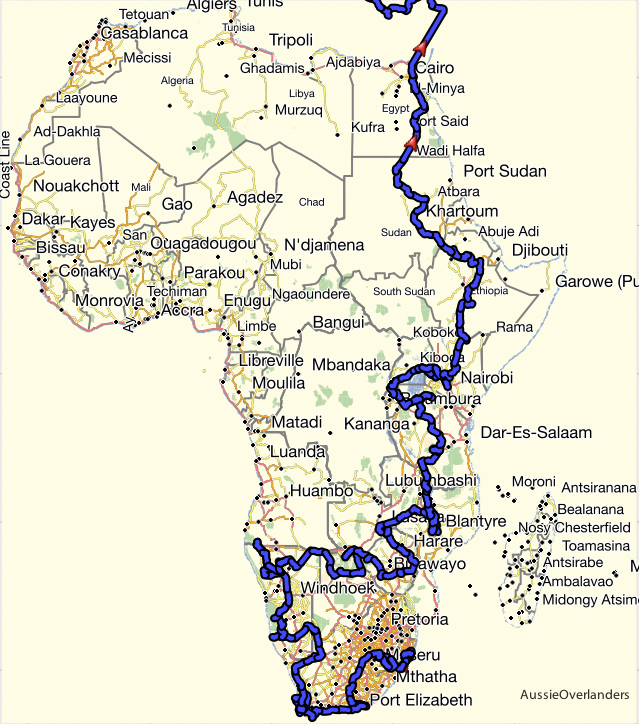 Africa Overland Route - Aussie Overlanders B